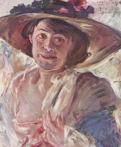 Frau mit Rosenhut Portraet der Charlotte Berend Corinth von Lovis Corinth als Kunstdruck auf Leinwand