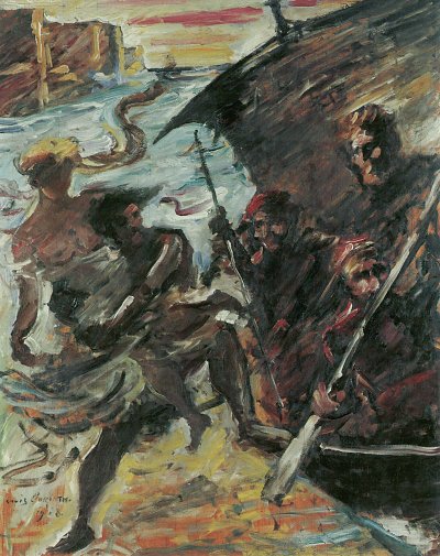 Frauenraub II von Lovis Corinth als Kunstdruck auf Leinwand