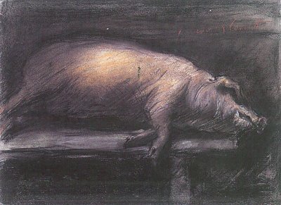 Geschlachtetes Schwein von Lovis Corinth als Kunstdruck auf Leinwand