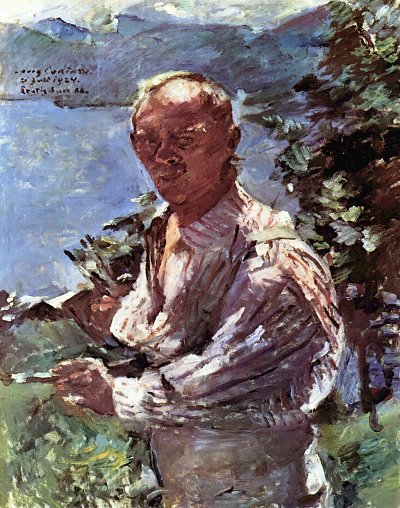 Grosses Selbstportraet vor dem Walchensee von Lovis Corinth als Kunstdruck auf Leinwand
