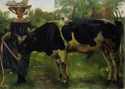 Maedchen mit Stier von Lovis Corinth als Kunstdruck auf Leinwand