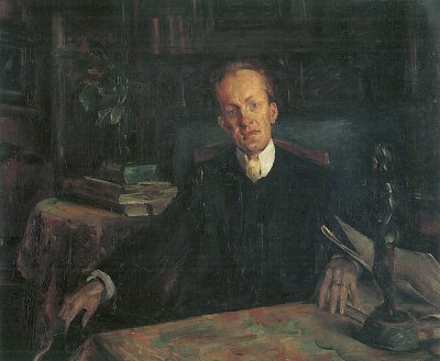 Portraet des Gerhart Hauptmann von Lovis Corinth als Kunstdruck auf Leinwand
