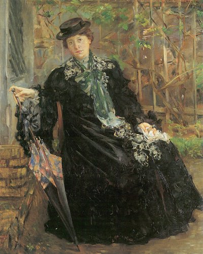 Portraet im schwarzen Mantel von Lovis Corinth als Kunstdruck auf Leinwand