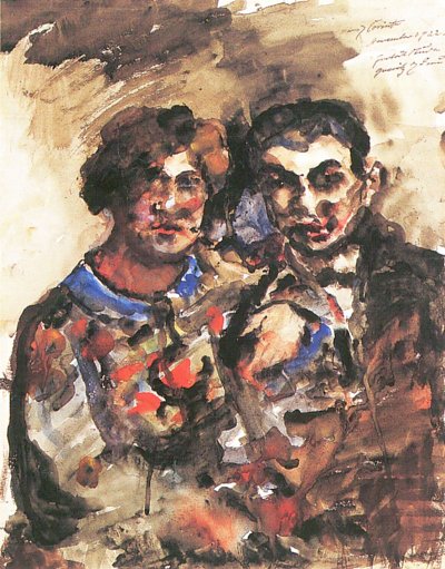 Portraetstudie von Erich Goeritz und seiner Frau von Lovis Corinth als Kunstdruck auf Leinwand