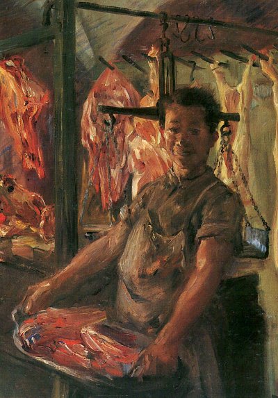 Schlachterladen von Lovis Corinth als Kunstdruck auf Leinwand