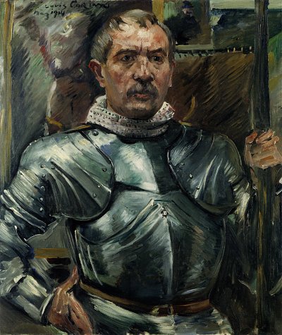 Selbstbildnis im Harnisch von Lovis Corinth als Kunstdruck auf Leinwand