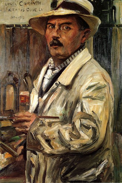 Selbstbildnis mit Strohhut von Lovis Corinth als Kunstdruck auf Leinwand
