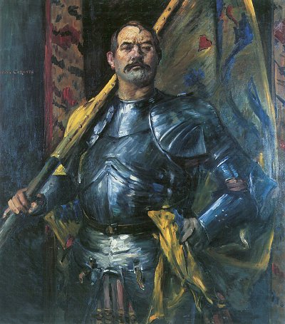 Selbstportraet als Fahnentraeger von Lovis Corinth als Kunstdruck auf Leinwand