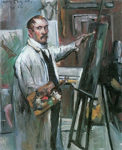 Selbstportraet im Atelier von Lovis Corinth als Kunstdruck auf Leinwand