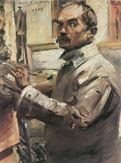 Selbstportraet im weissen Kittel von Lovis Corinth als Kunstdruck auf Leinwand