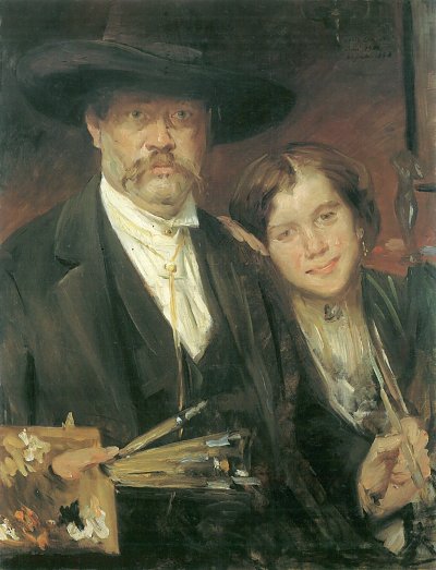 Selbstportraet mit Modell von Lovis Corinth als Kunstdruck auf Leinwand