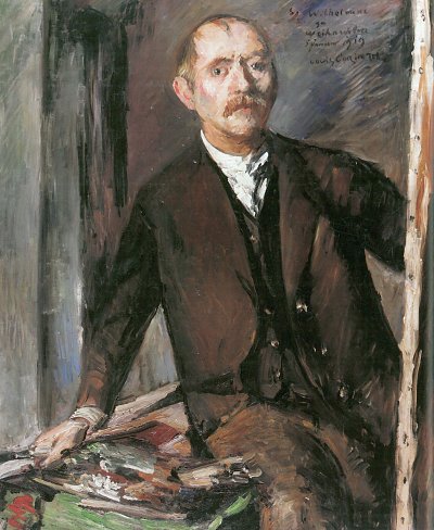 Selbstportraet vor der Staffelei von Lovis Corinth als Kunstdruck auf Leinwand