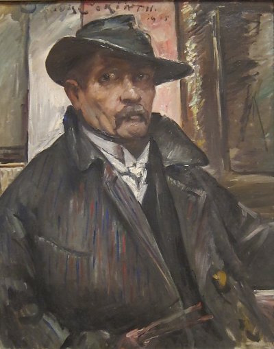 Self portrait with Hat and Coat von Lovis Corinth als Kunstdruck auf Leinwand