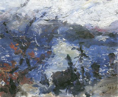 Walchensee Berge in Wolken von Lovis Corinth als Kunstdruck auf Leinwand