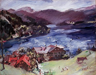 Walchensee Landschaft mit Kuh von Lovis Corinth als Kunstdruck auf Leinwand