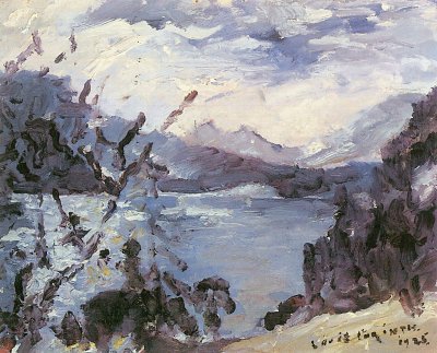 Walchensee mit Bergkette und Uferhang von Lovis Corinth als Kunstdruck auf Leinwand