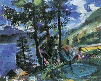 Walchensee mit Laerche von Lovis Corinth als Kunstdruck auf Leinwand