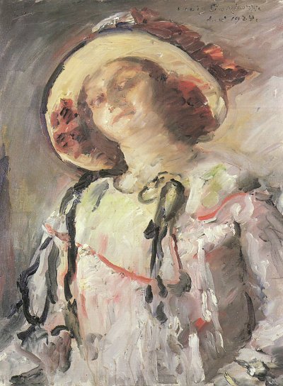 Wilhelmine mit gelbem Hut von Lovis Corinth als Kunstdruck auf Leinwand