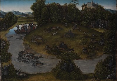 The Stag Hunt of the Elector Frederic the Wise of Saxony von Lucas Cranach als Kunstdruck auf Leinwand