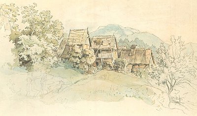 Dorf in Boehmen von Ludwig Richter als Kunstdruck auf Leinwand