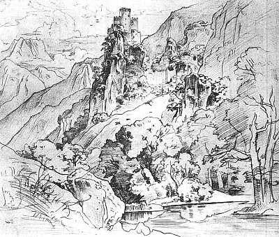 Felsenburg von Ludwig Richter als Kunstdruck auf Leinwand