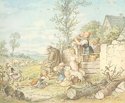 Fruehling von Ludwig Richter als Kunstdruck auf Leinwand