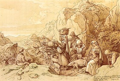 Gebirgslandschaft bei Civitella von Ludwig Richter als Kunstdruck auf Leinwand