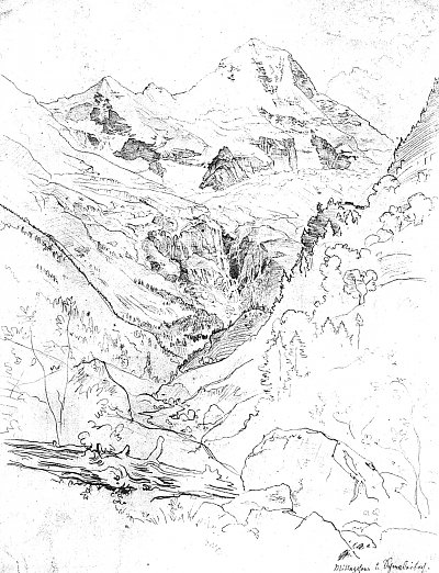 Mittagshorn und Schmadribach von Ludwig Richter als Kunstdruck auf Leinwand