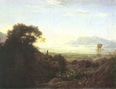 Morgen bei Palestrina im Apenninengebirge von Ludwig Richter als Kunstdruck auf Leinwand