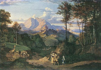 Rocca di Mezzo im Sabinergebirge 2 von Ludwig Richter als Kunstdruck auf Leinwand