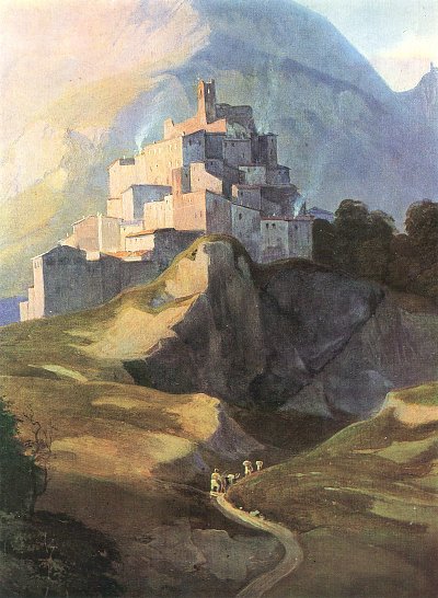 Rocca di Mezzo im Sabinergebirge Detail von Ludwig Richter als Kunstdruck auf Leinwand