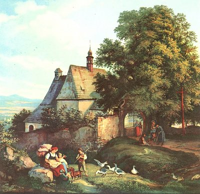 St Annen Kirche zu Graupen in Boehmen von Ludwig Richter als Kunstdruck auf Leinwand