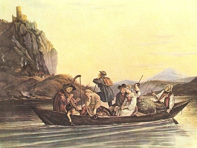 Ueberfahrt am Schreckenstein von Ludwig Richter als Kunstdruck auf Leinwand