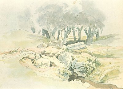 Weiden am Bach von Ludwig Richter als Kunstdruck auf Leinwand