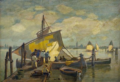 Ankunft des Fischerbootes von Ludwig Dill als Kunstdruck auf Leinwand