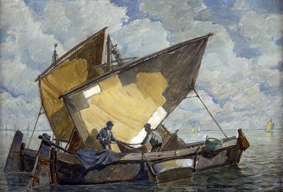 Fischer in Pellestrina von Ludwig Dill als Kunstdruck auf Leinwand