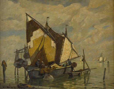 Fischerboot in der Lagune von Ludwig Dill als Kunstdruck auf Leinwand