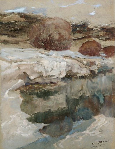 Letzte Schneewehen von Ludwig Dill als Kunstdruck auf Leinwand