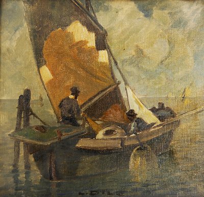 Venezianisches Fischerboot von Ludwig Dill als Kunstdruck auf Leinwand