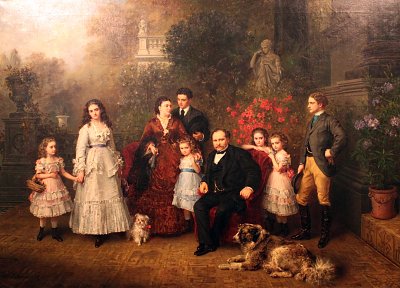 Familienbildnis Strousberg von Ludwig Knaus als Kunstdruck auf Leinwand