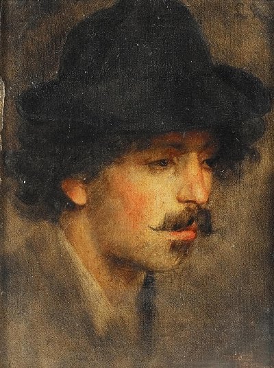 Porträtstudie eines jungen Herrn von Ludwig Knaus als Kunstdruck auf Leinwand