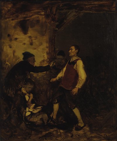 Tod eines Gentlemans von Ludwig Knaus als Kunstdruck auf Leinwand