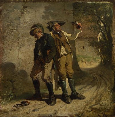 Zwei Zecher auf dem Heimweg von Ludwig Knaus als Kunstdruck auf Leinwand
