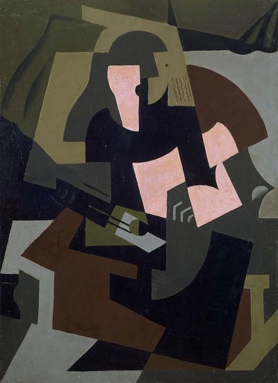 Femme a la guitar von María Gutierrez Blanchard als Kunstdruck auf Leinwand