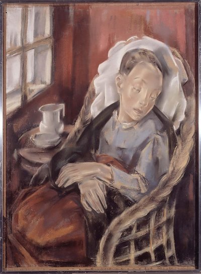 La convalescente von María Gutierrez Blanchard als Kunstdruck auf Leinwand