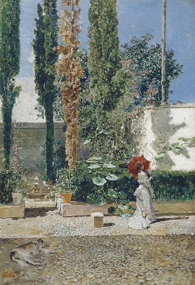 Jardin de casa de Fortuny von Maria Fortuny als Kunstdruck auf Leinwand