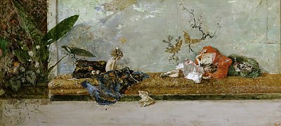 The Artist s Children in the Japanese Salon von Maria Fortuny als Kunstdruck auf Leinwand