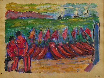 Boote am Strand von Marianne von Werefkin als Kunstdruck auf Leinwand