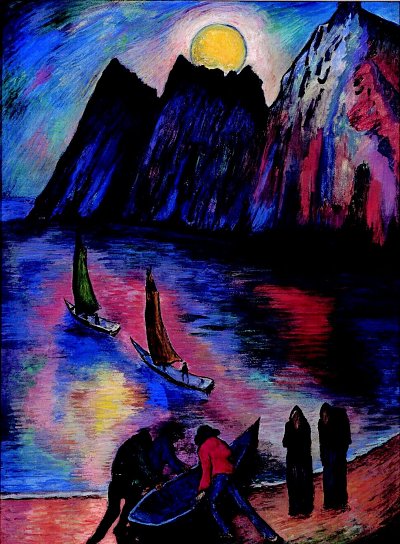 Der grosse Mond von Marianne von Werefkin als Kunstdruck auf Leinwand