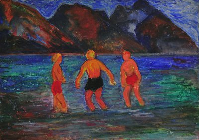 Die Badenden von Marianne von Werefkin als Kunstdruck auf Leinwand